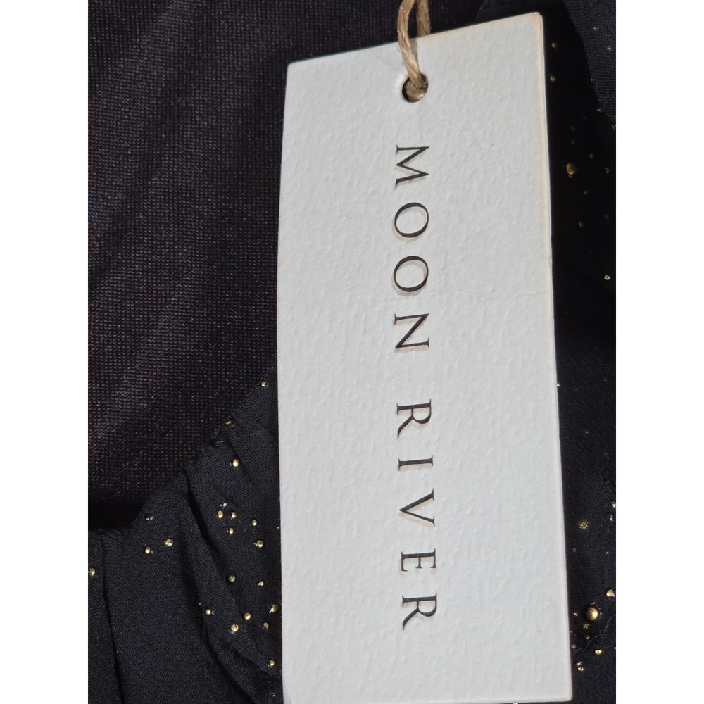 Moon River Black Midi Dress with Gold Speckle - Picture 4 of 14